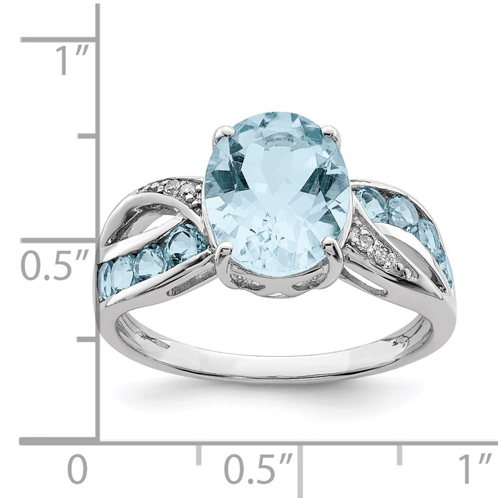 Sterling Silver Rhodium Diamond u0026 Sky Blue Topaz Ring