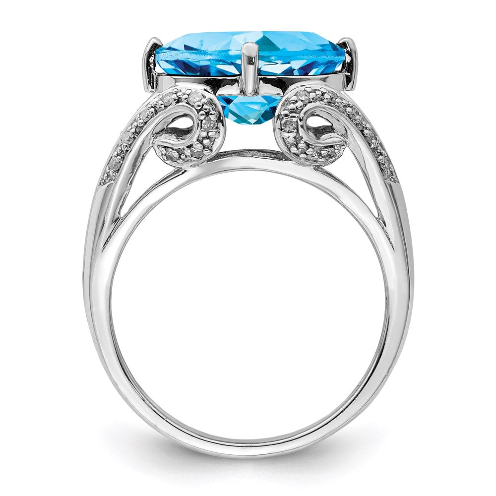 Sterling Silver Rhodium Blue Topaz u0026 Diamond Ring