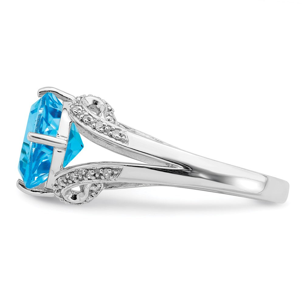 Sterling Silver Rhodium Blue Topaz u0026 Diamond Ring