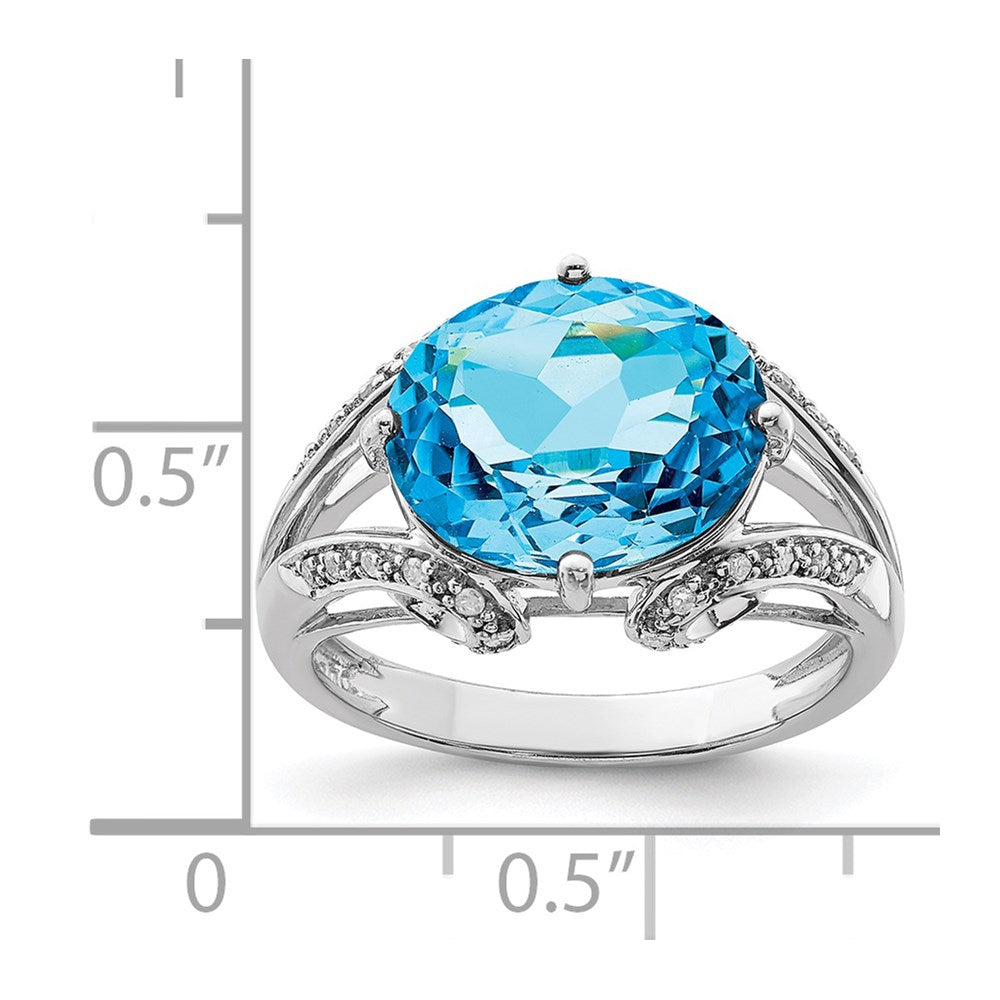 Sterling Silver Rhodium Blue Topaz u0026 Diamond Ring