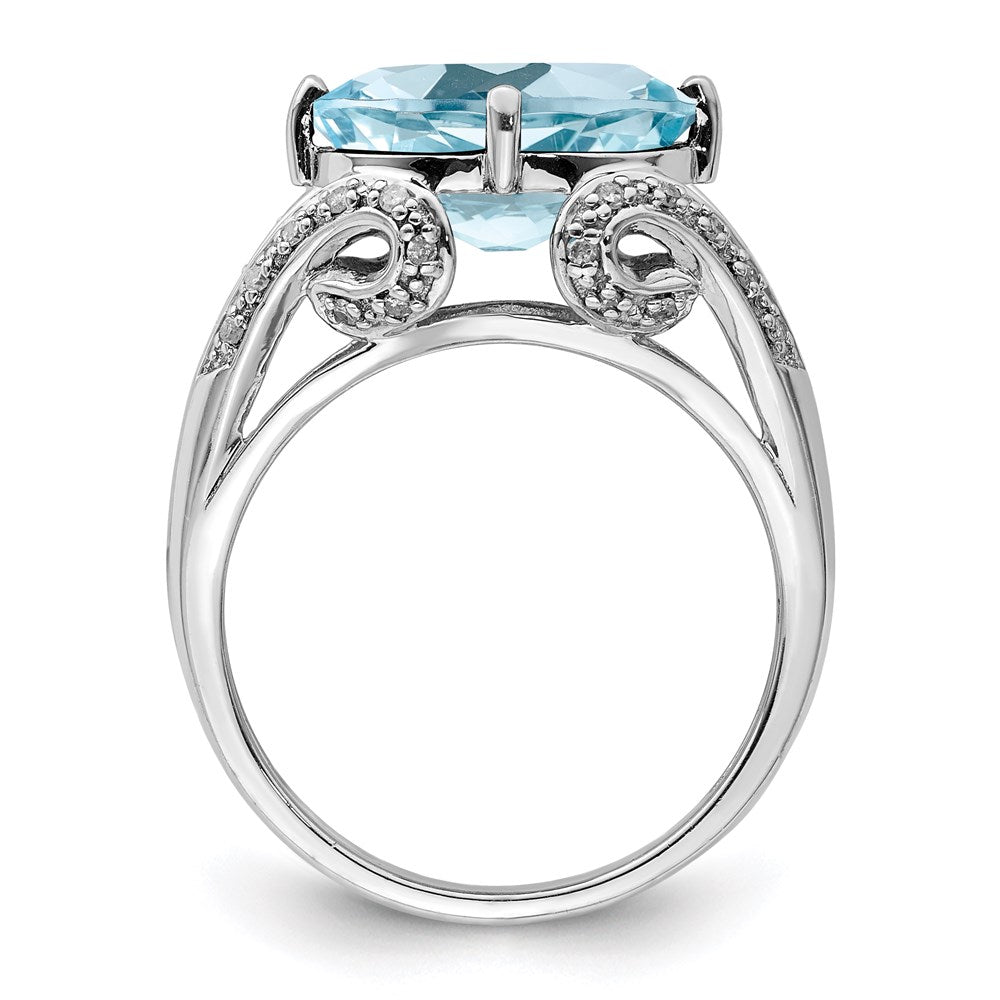 Sterling Silver Rhodium Diamond u0026 Sky Blue Topaz Ring