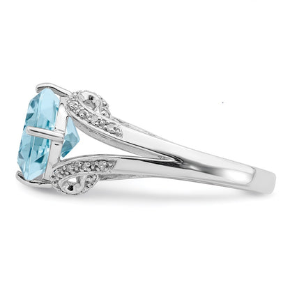 Sterling Silver Rhodium Diamond u0026 Sky Blue Topaz Ring
