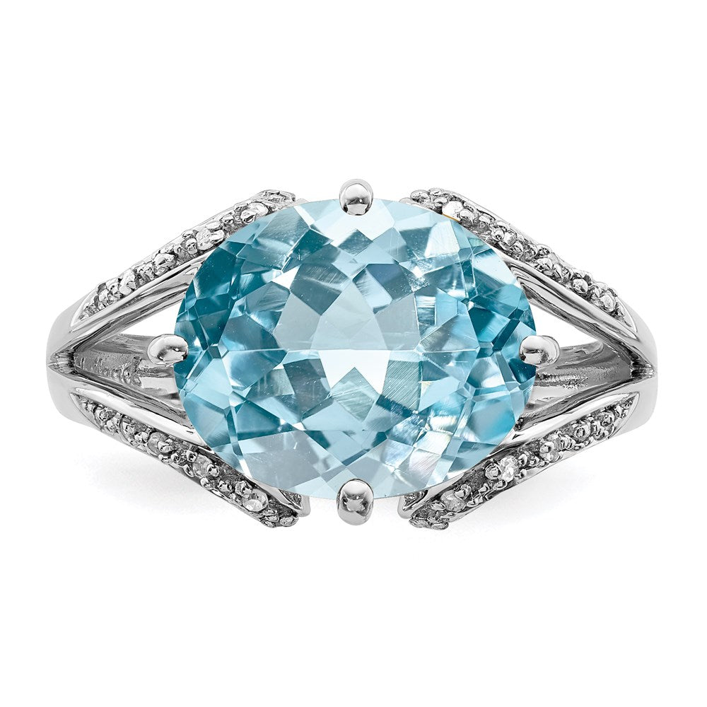 Sterling Silver Rhodium Diamond u0026 Sky Blue Topaz Ring