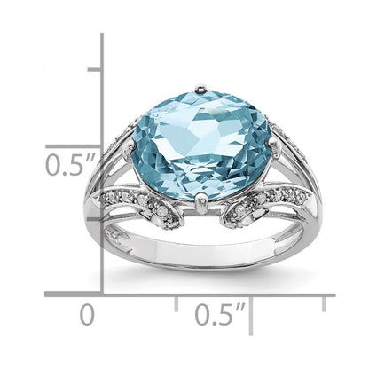 Sterling Silver Rhodium Diamond u0026 Sky Blue Topaz Ring