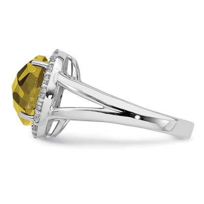 Sterling Silver Rhodium Lemon Quartz u0026 White Topaz Ring