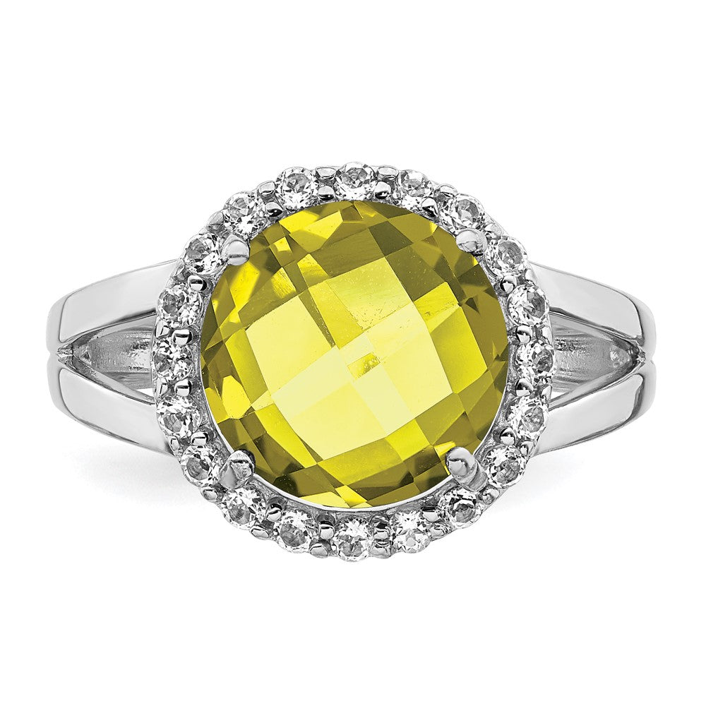 Sterling Silver Rhodium Lemon Quartz u0026 White Topaz Ring