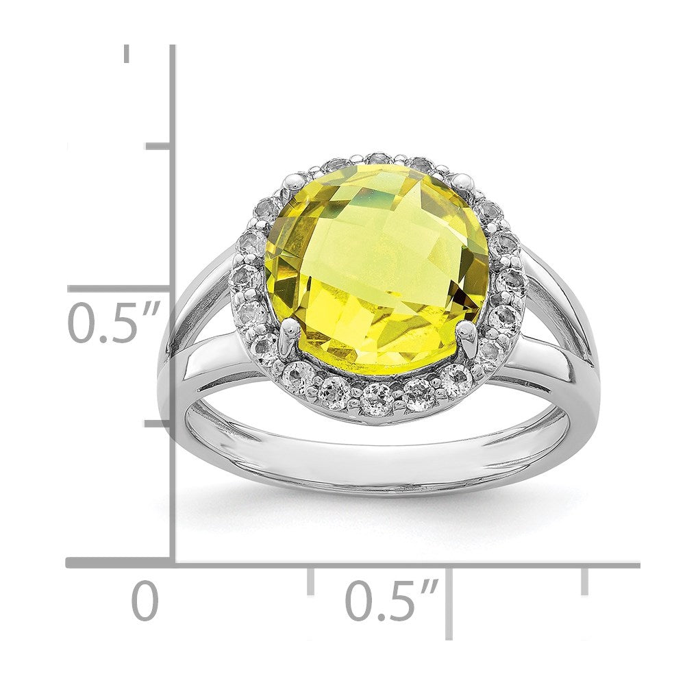 Sterling Silver Rhodium Lemon Quartz u0026 White Topaz Ring