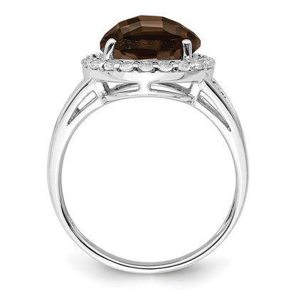 Sterling Silver Rhodium Smoky Quartz u0026 White Topaz Ring