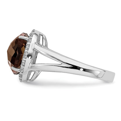 Sterling Silver Rhodium Smoky Quartz u0026 White Topaz Ring