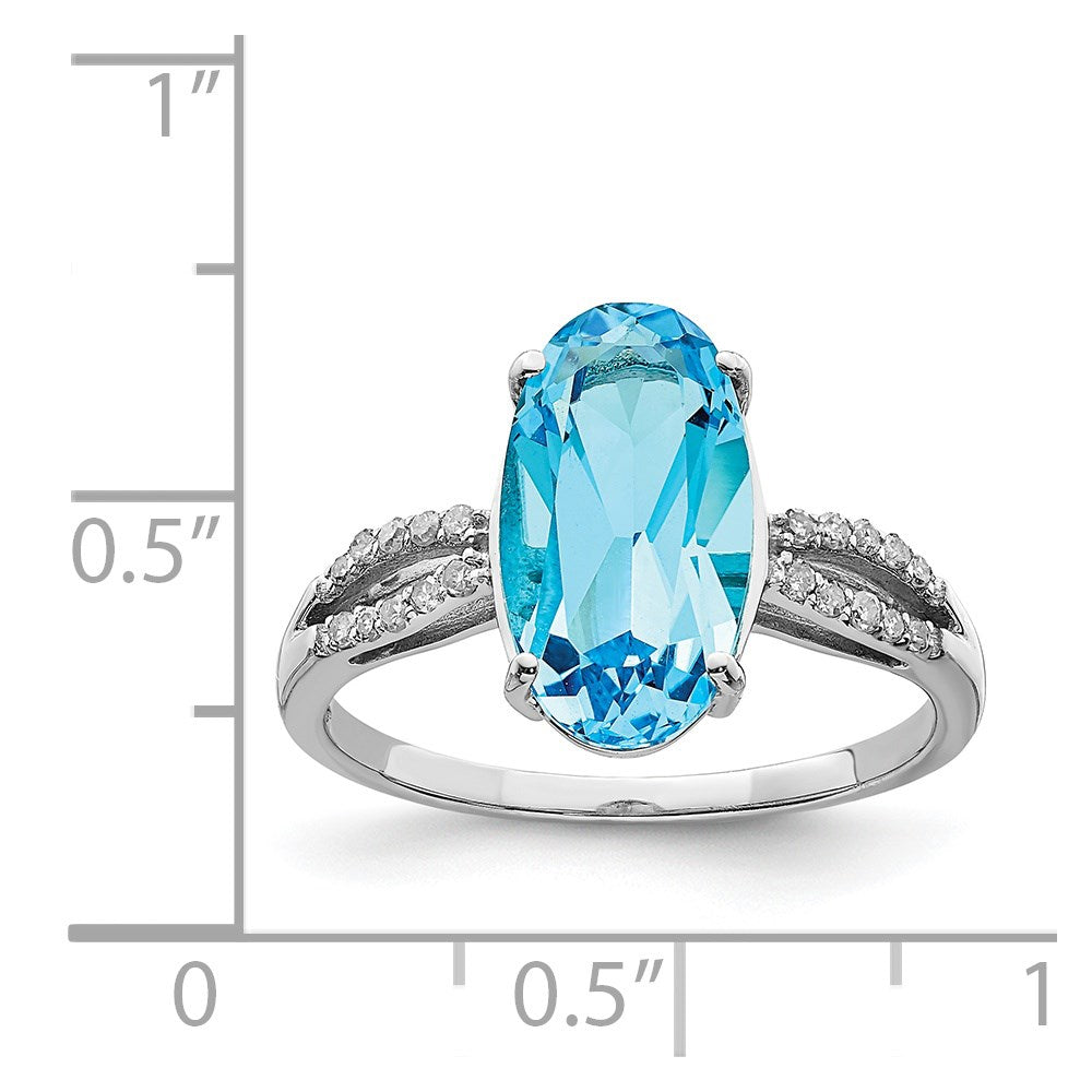Sterling Silver Rhodium Blue Topaz u0026 Diamond Ring