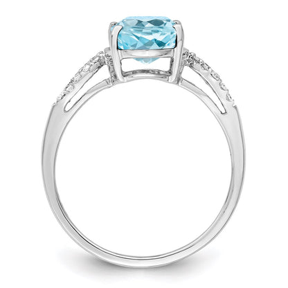 Sterling Silver Rhodium Sky Blue Topaz u0026 Diamond Ring
