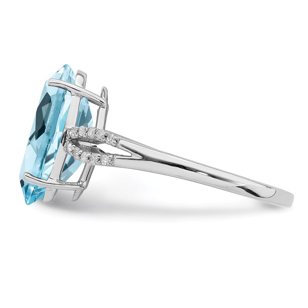 Sterling Silver Rhodium Sky Blue Topaz u0026 Diamond Ring