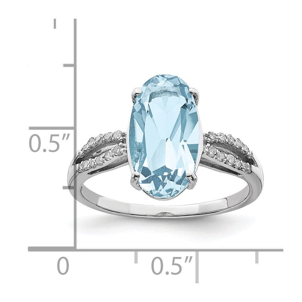 Sterling Silver Rhodium Sky Blue Topaz u0026 Diamond Ring