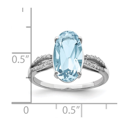 Sterling Silver Rhodium Sky Blue Topaz u0026 Diamond Ring