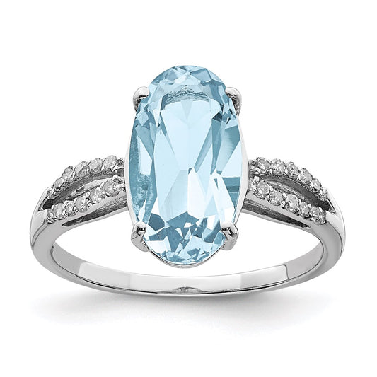 Sterling Silver Rhodium Sky Blue Topaz u0026 Diamond Ring