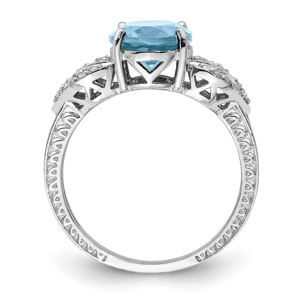 Sterling Silver Rhodium Diamond u0026 Sky Blue Topaz Ring