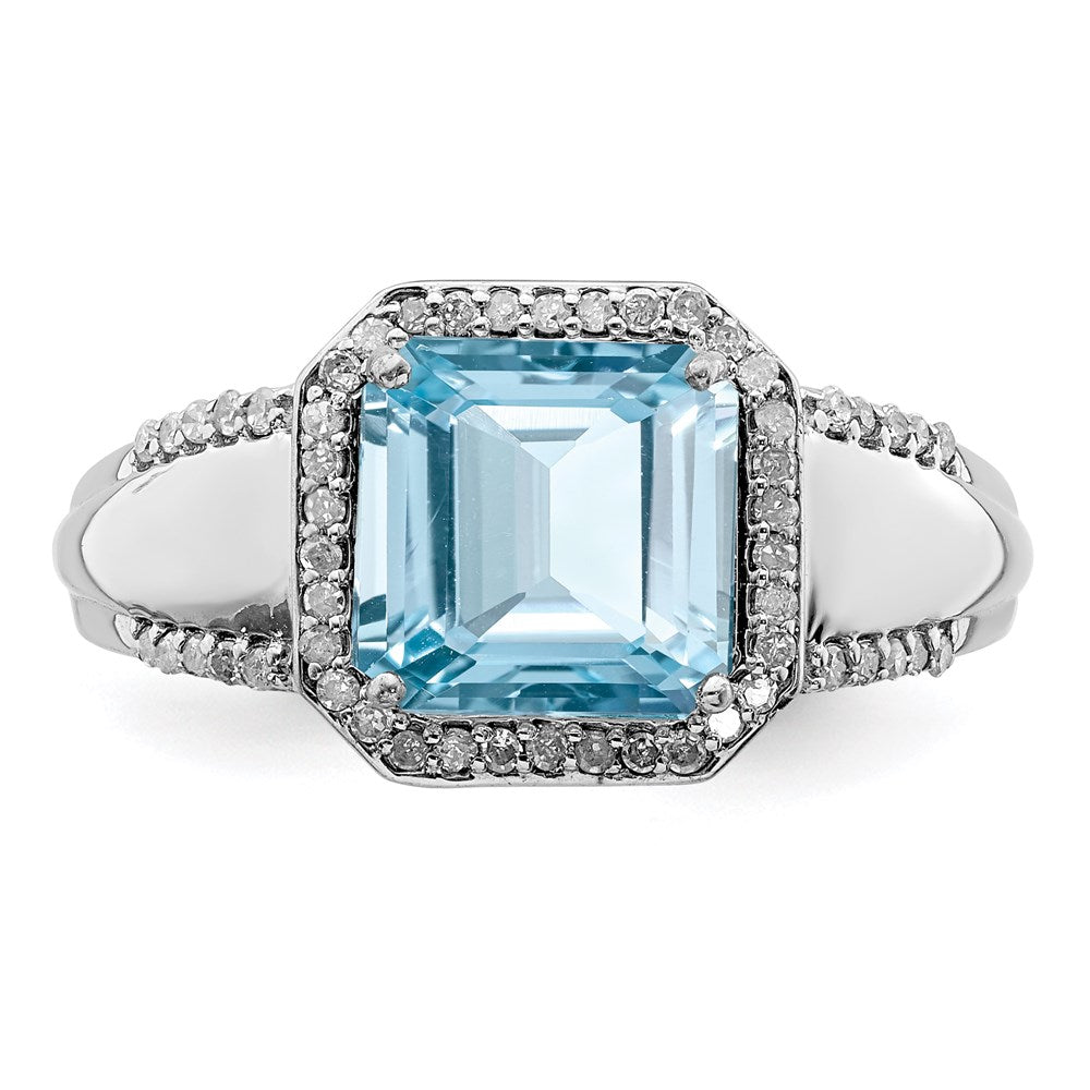 Sterling Silver Rhodium Diamond u0026 Sky Blue Topaz Ring