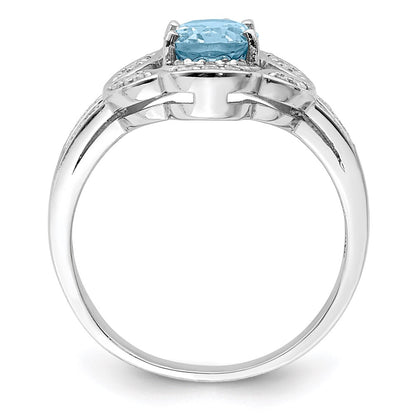 Sterling Silver Rhodium Diamond u0026 Sky Blue Topaz Ring