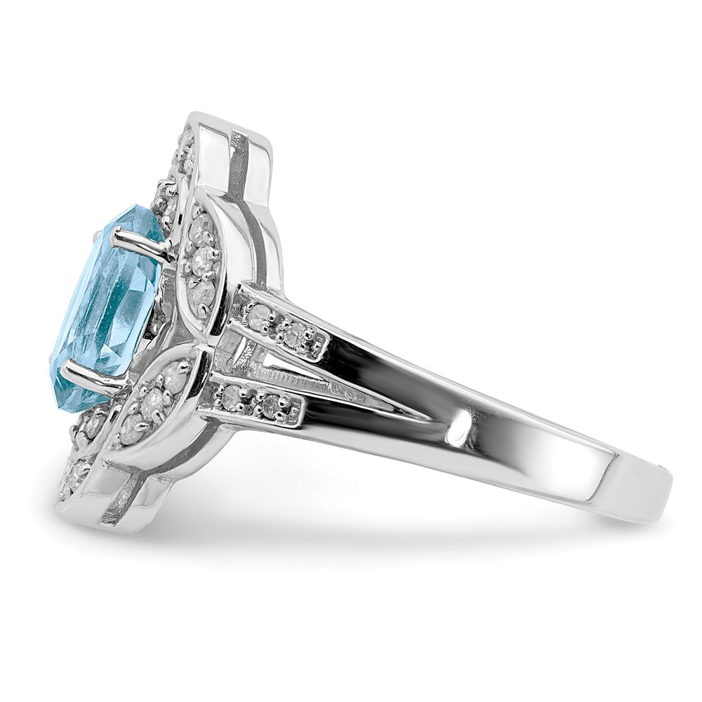Sterling Silver Rhodium Diamond u0026 Sky Blue Topaz Ring