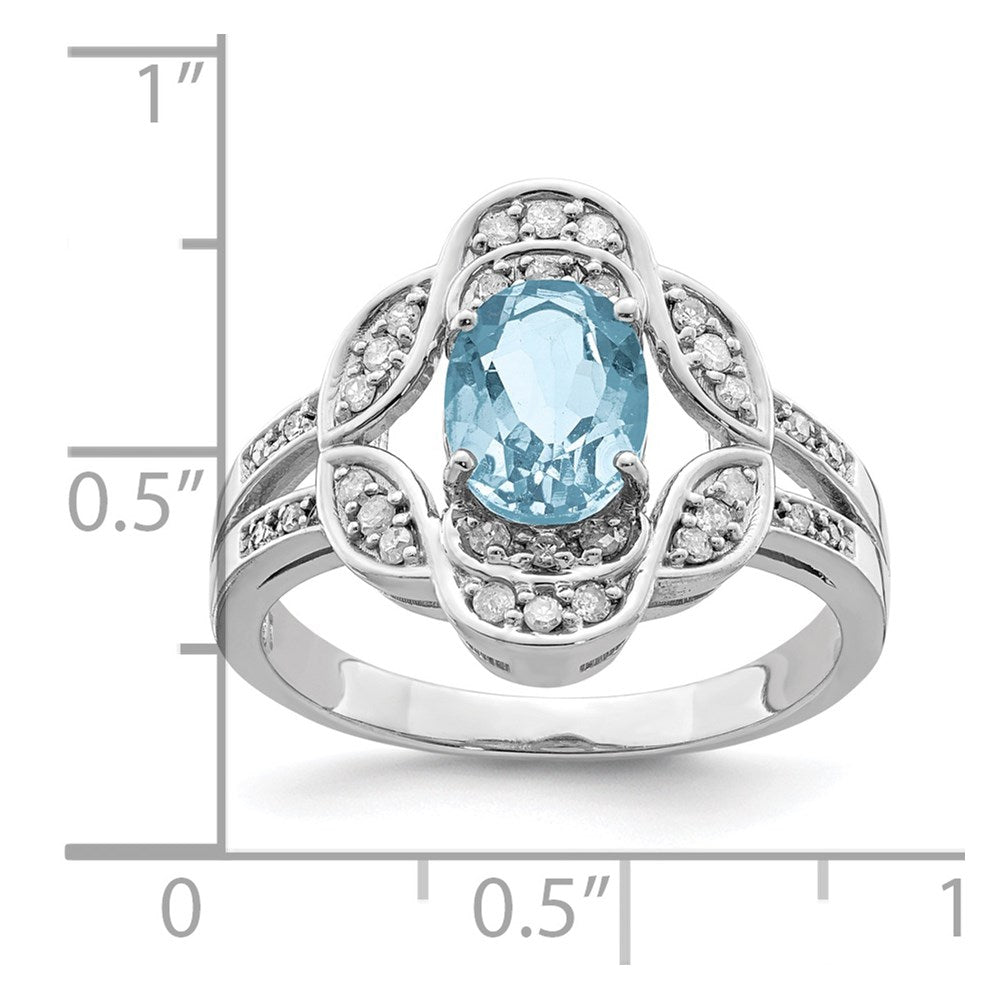 Sterling Silver Rhodium Diamond u0026 Sky Blue Topaz Ring