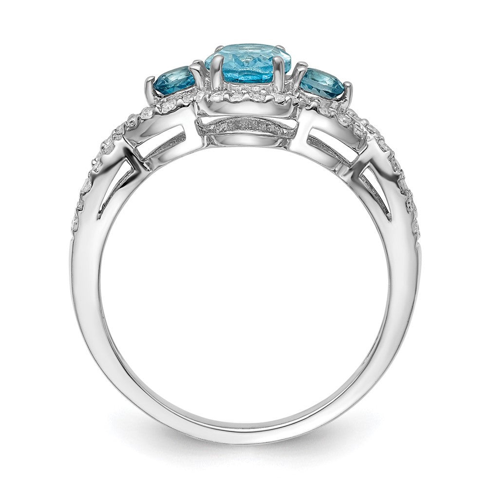 Sterling Silver Rhodium Diamond u0026 Sky Blue Topaz Ring