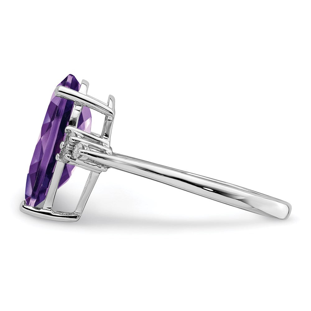 Sterling Silver Rhodium-plated Amethyst u0026 Diamond Ring