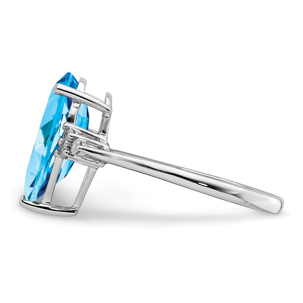 Sterling Silver Rhodium Blue Topaz u0026 Diamond Ring