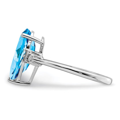 Sterling Silver Rhodium Blue Topaz u0026 Diamond Ring