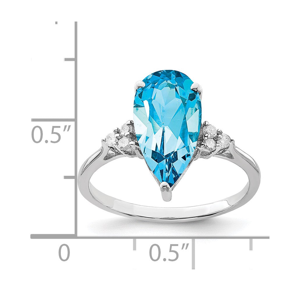 Sterling Silver Rhodium Blue Topaz u0026 Diamond Ring