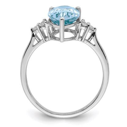 Sterling Silver Rhodium Diamond u0026 Sky Blue Topaz Ring