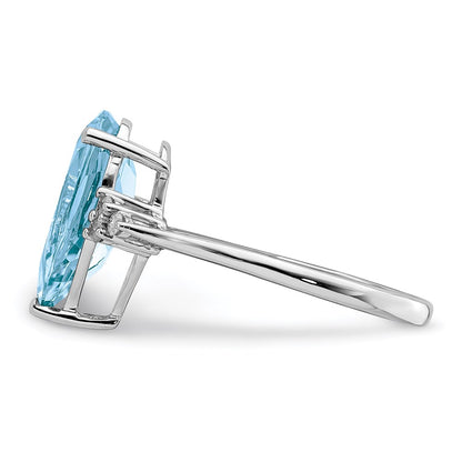 Sterling Silver Rhodium Diamond u0026 Sky Blue Topaz Ring
