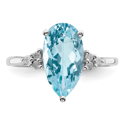 Sterling Silver Rhodium Diamond u0026 Sky Blue Topaz Ring