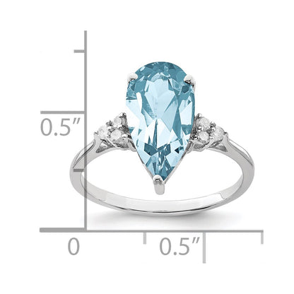 Sterling Silver Rhodium Diamond u0026 Sky Blue Topaz Ring