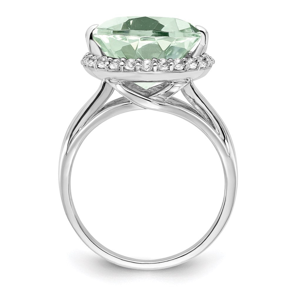 Sterling Silver Rhodium White Topaz u0026 Green Quartz Ring