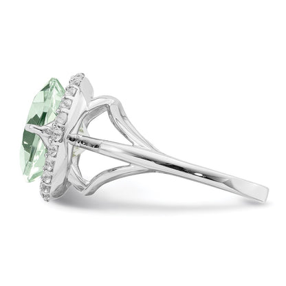 Sterling Silver Rhodium White Topaz u0026 Green Quartz Ring