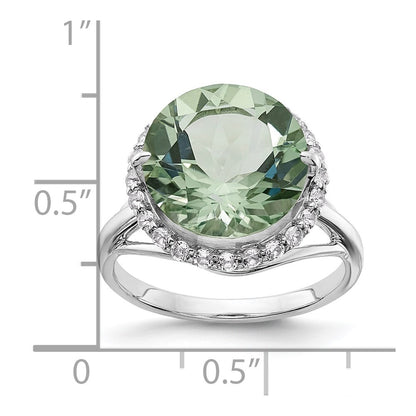 Sterling Silver Rhodium White Topaz u0026 Green Quartz Ring