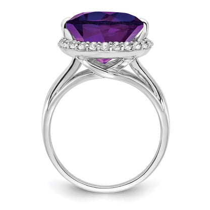 Sterling Silver Rhodium-plated White Topaz u0026 Amethyst Ring