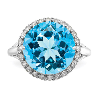 Sterling Silver Rhodium White Topaz u0026 Blue Topaz Ring