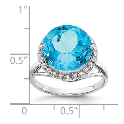 Sterling Silver Rhodium White Topaz u0026 Blue Topaz Ring