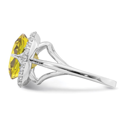 Sterling Silver Rhodium White Topaz u0026 Lemon Quartz Ring