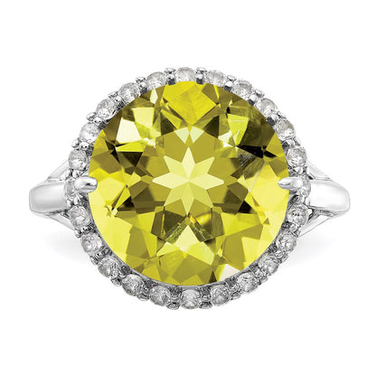 Sterling Silver Rhodium White Topaz u0026 Lemon Quartz Ring