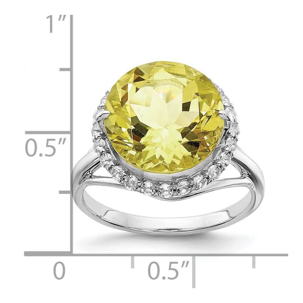 Sterling Silver Rhodium White Topaz u0026 Lemon Quartz Ring