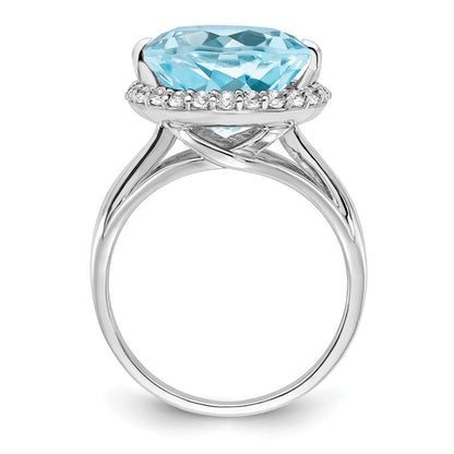 Sterling Silver Rhodium White Topaz u0026 Sky Blue Topaz Ring