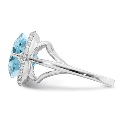 Sterling Silver Rhodium White Topaz u0026 Sky Blue Topaz Ring