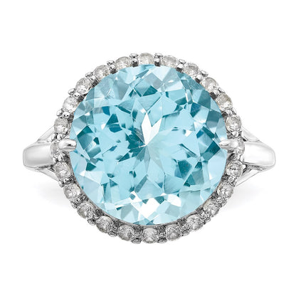 Sterling Silver Rhodium White Topaz u0026 Sky Blue Topaz Ring