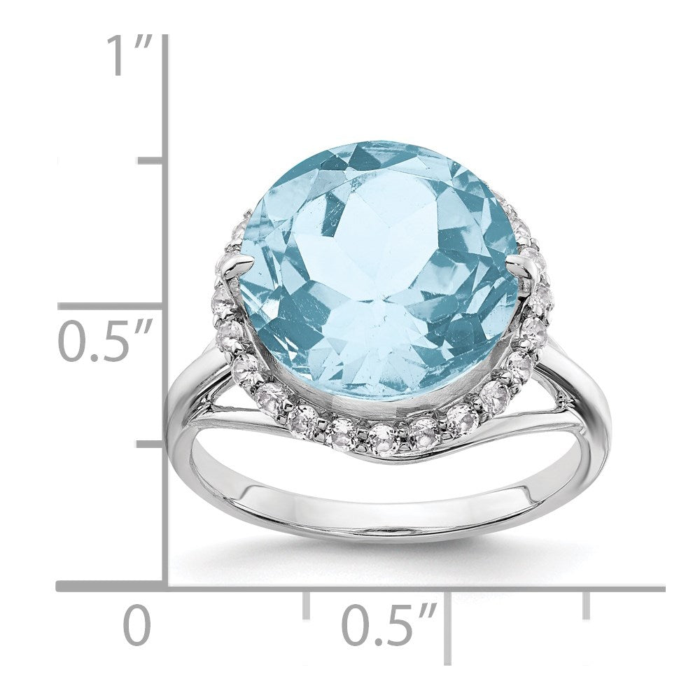 Sterling Silver Rhodium White Topaz u0026 Sky Blue Topaz Ring