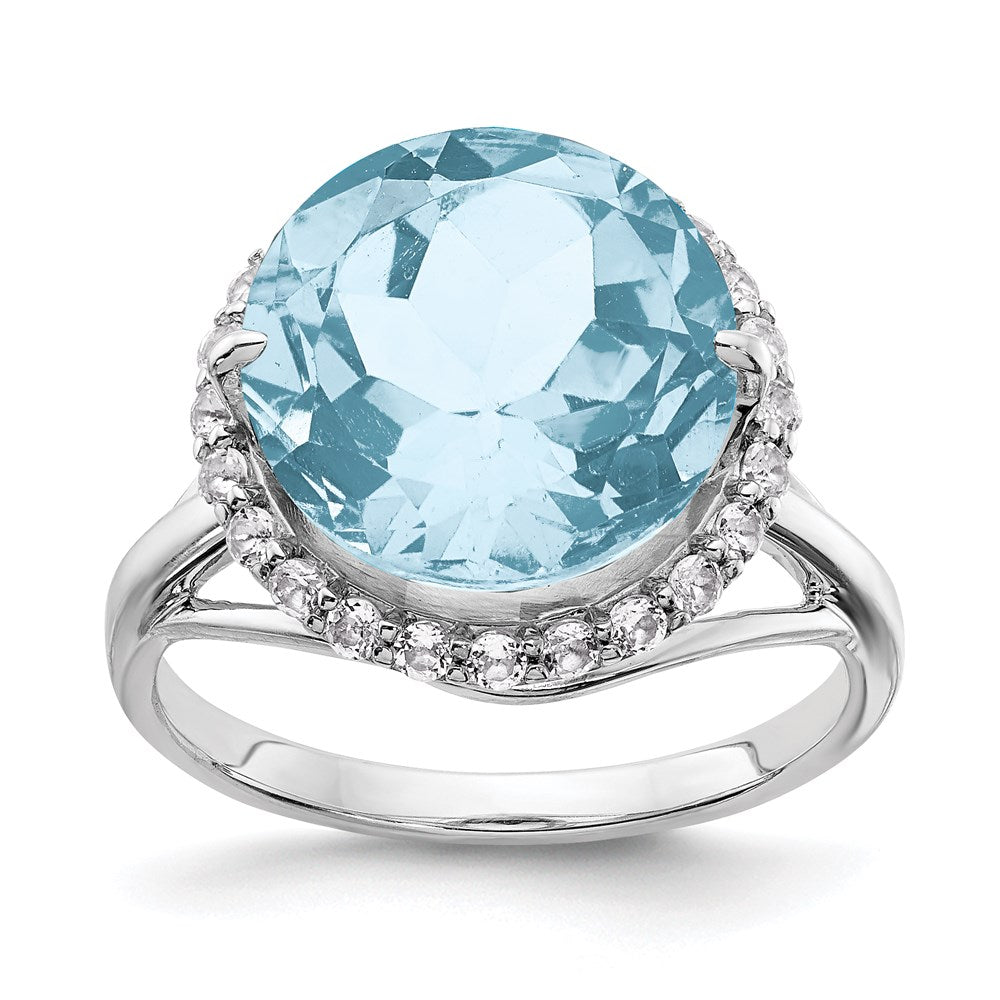 Sterling Silver Rhodium White Topaz u0026 Sky Blue Topaz Ring