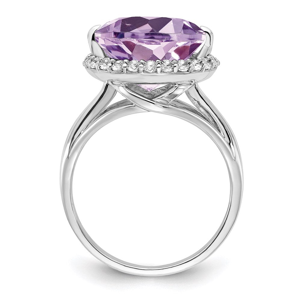 Sterling Silver Rhodium White Topaz u0026 Pink Quartz Ring