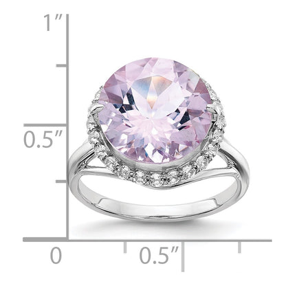 Sterling Silver Rhodium White Topaz u0026 Pink Quartz Ring