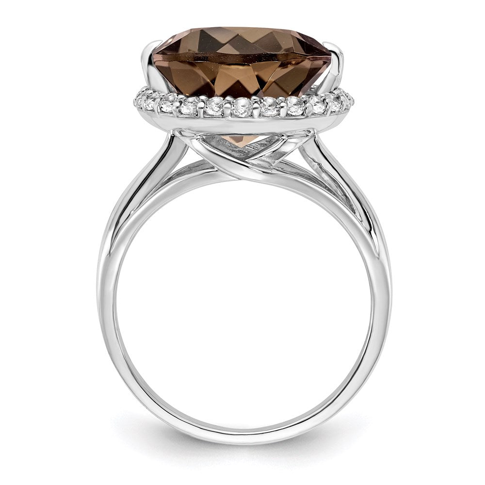 Sterling Silver Rhodium White Topaz u0026 Smoky Quartz Ring